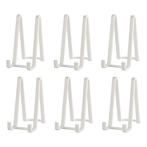 Clear 3 inch Plastic Plate Stand for Picture Frames | Decorative Display Holder - Photo | Tabletop Art — White