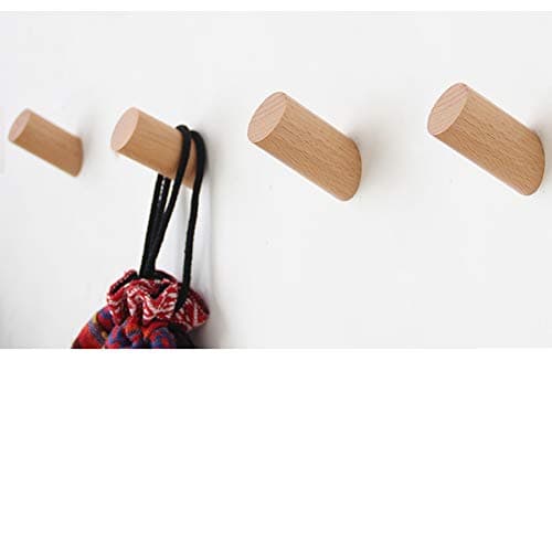 Rustic Walnut Wood Wall Hooks 4 Pack Heavy Duty Coat Hooks (4 Pack) — B for Beech Wood (pack of 4 units)