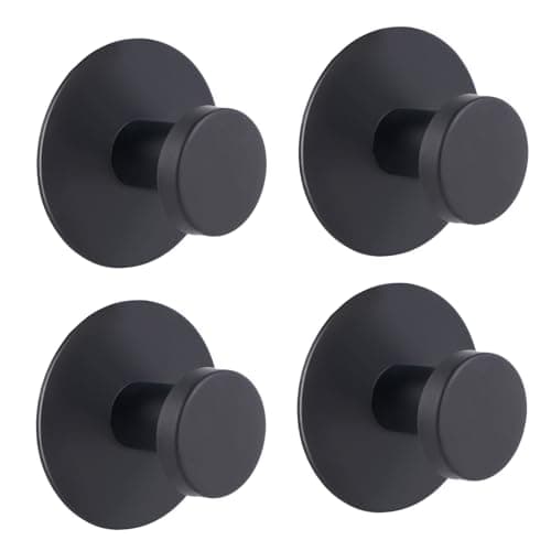 Bathroom Wall Towel Hooks - Stainless Steel, Up to 12LB, Matte Black