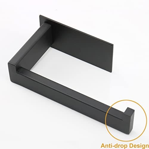 Stainless Steel Self-Adhesive Toilet Paper Holder, Matte Black, No Drilling Easy Install