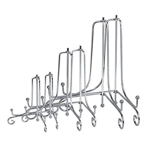 LIONWEI 6 Pack Gold Iron Easel Display Stand for Pictures and Arts — Silver