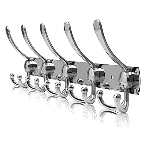 Stainless Steel Coat Rack, 3 Hooks for Mudroom, Entryway, Black (1 Pack) — Sliver