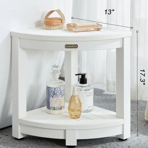 Shower Stool for Inside Shower with Adjustable Feet, Non-Slip, White