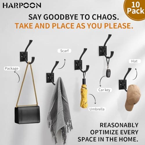 Harpoon 10-Piece Prong Hooks, Wall Mounted