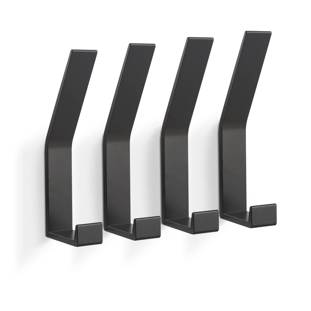 Black Wall Mount Coat Rack Hooks, 4Packs, Bath Towel Rope for Kitchen, Foyers & Bedrooms