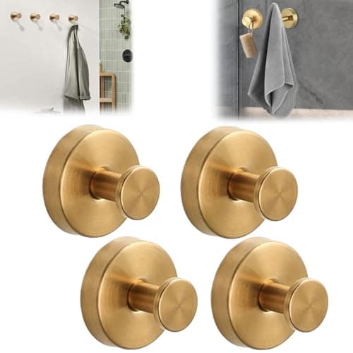 Luxe No-Drill Hooks, Stainless Steel Suction Cup Hooks for Bathroom, Shower, Glass Doors(Black, 2PC) — Gold