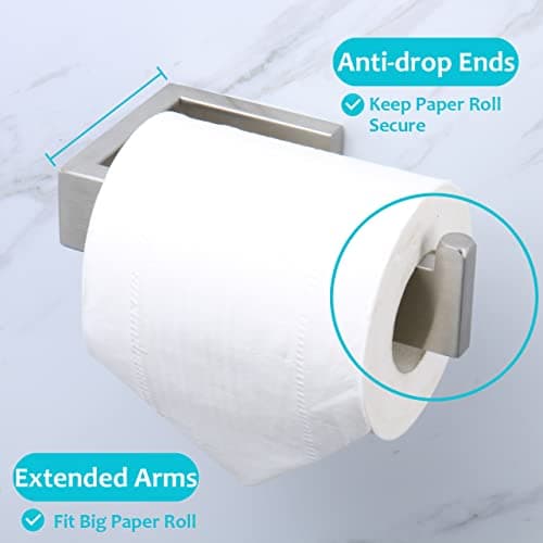 TocTen Thick 304 Stainless Steel Toilet Paper Holder, Wall Mount, Fits Big Roll Paper (5.9In, Brushed)