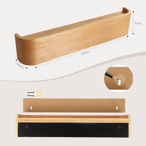 Oak Wall Mount Coat Rack with Shelf, 19.9 Inch Entryway Organizer