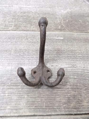 Vintage Style Rustic Cast Iron Double Wall Coat Hooks 3.5" Long
