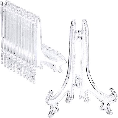 Boao Clear 4 Inch Plastic Easel Plate Display Stand for Home Weddings