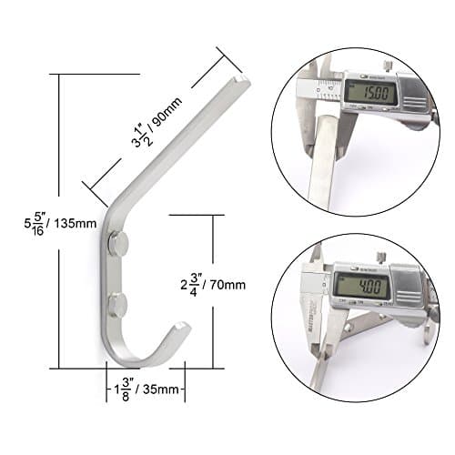 Stainless Steel Dual Wall Hook Rack - Double Prong Coat Hooks, 5 Packs