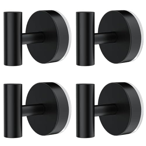 Stusgo 4-Pack Matte Black Stainless Steel Towel Hooks for Bathroom Wall Mounted — Black Suction“t”shape 4pc