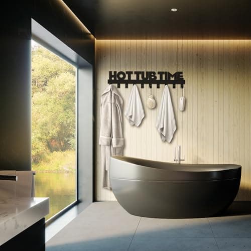 IBosins Hot Tub Towel Rack with 10 Hooks - Wall Mount Outdoor Accessory