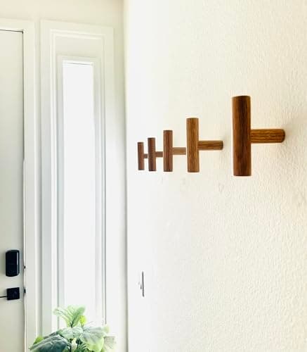 Sturdy Natural Oak Wooden Coat Hooks, Holds Up to 7lbs - Pack of 5