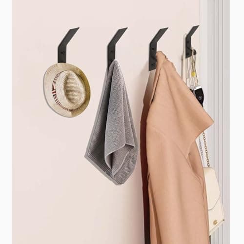 Heavy Duty Black Coat Hooks for Coats, Hats & Bags - Rust Resistant Wall Mount Hooks