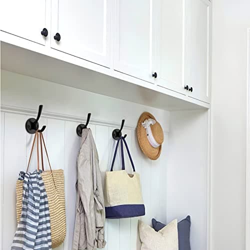TUNNY 5 Pack Matte Black Coat & Towel Hooks for Bathroom Wall Mounted