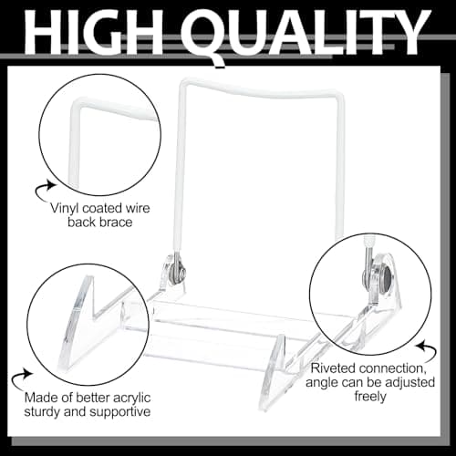 Clear Acrylic Plate Stand with Adjustable Wire Holder Stand 4.75" H