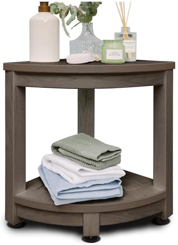 HDPE Corner Shower Stool - Waterproof Shower Bench for Shaving and Organizing (Brown)