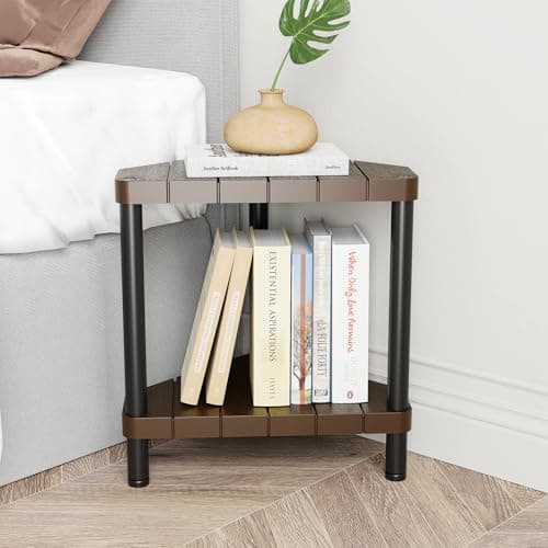 Non-Slip Brown Shower Bench for Inside Corner Showers with Adjustable Feet