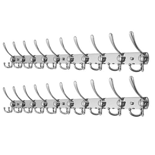 Chromed 10-Triple-Hook WEBI Coat Rack Wall Mount — Silver