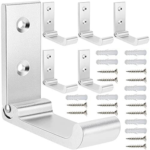 Matte Black 6PCS Aluminum Alloy Coat & Towel Hooks Heavy Duty Indoor Outdoor — 6PCS-Silvery