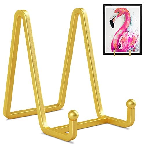 Premium Metal Plate Display Stands - 6 Inch Square Holders for Plates, Photos, Plaques (Black) — Gold - 4.5 inch