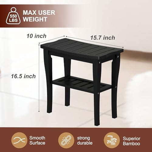 Bamboo Waterproof Shower Bench Stool with Storage, Ideal for Adults & Seniors Indoors or Outdoors