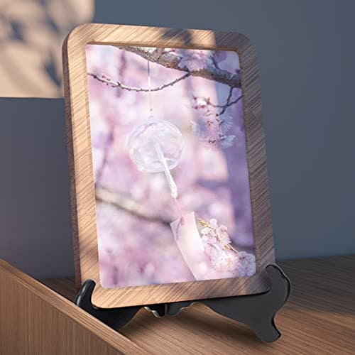 VERNUOS 7 Inch Black Wooden Display Stand for Photos and Plates
