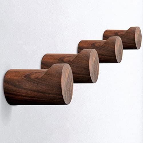 4-Pack Matte Black Metal Wall Hooks, Simple &amp; Durable for Coat &amp; Hat Storage — Walnut (Pack of 4)
