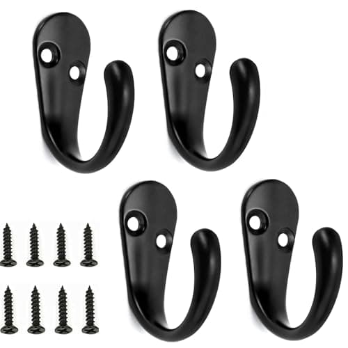2 Pack Metal Wall Coat Rack with 6 Hooks, Black for Hats and More — Black 4 small hooks