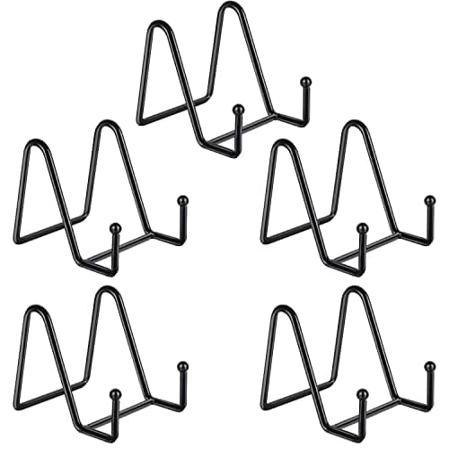 Decolore 5-Pack 3-Inch Black Iron Easel Stands for Pictures and Decorative Plates