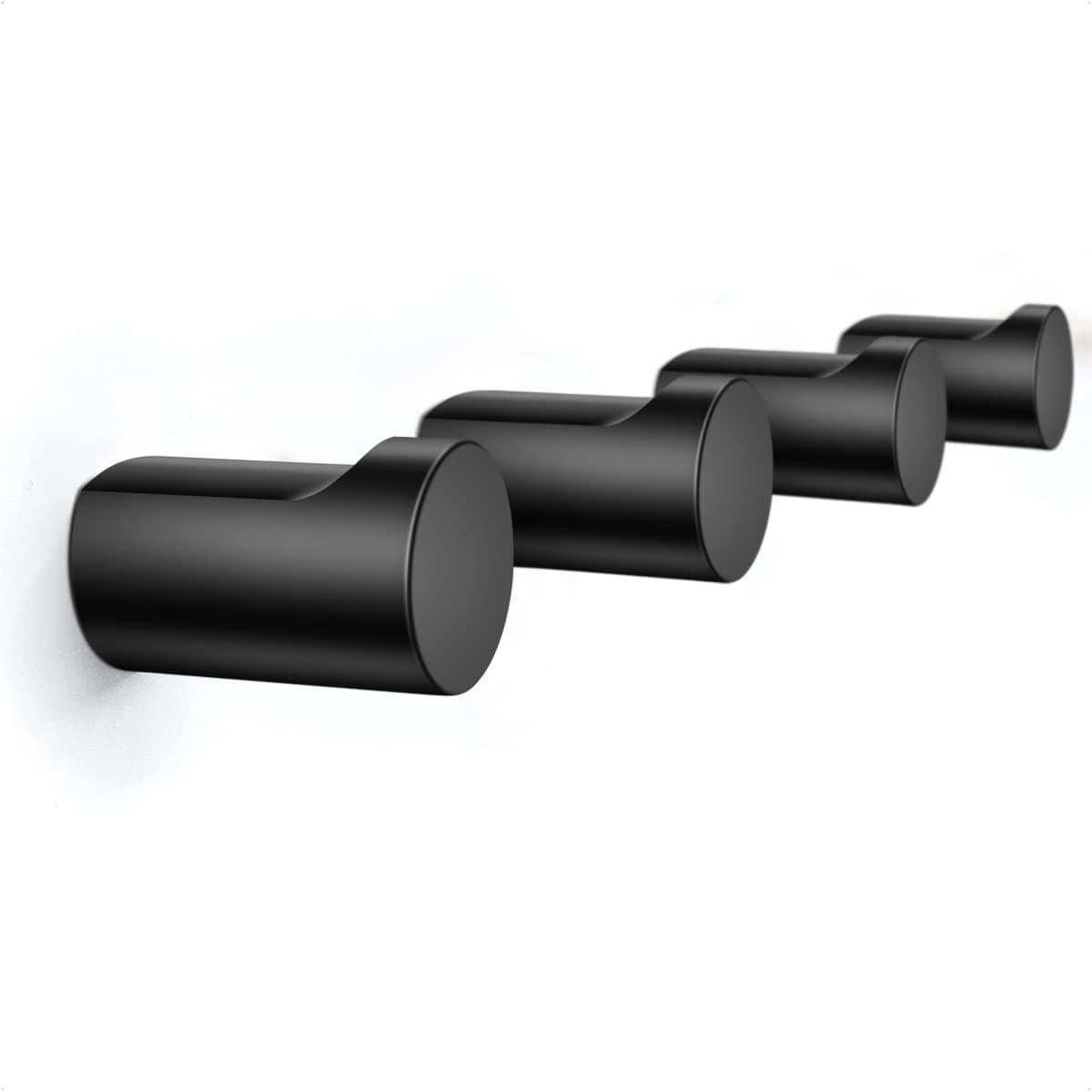 4-Pack Matte Black Metal Wall Hooks, Simple & Durable for Coat & Hat Storage