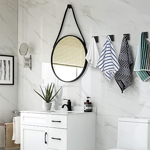 Bathroom Towel Hooks, 12pcs Mixed (4 Square + 8 Round, Black)