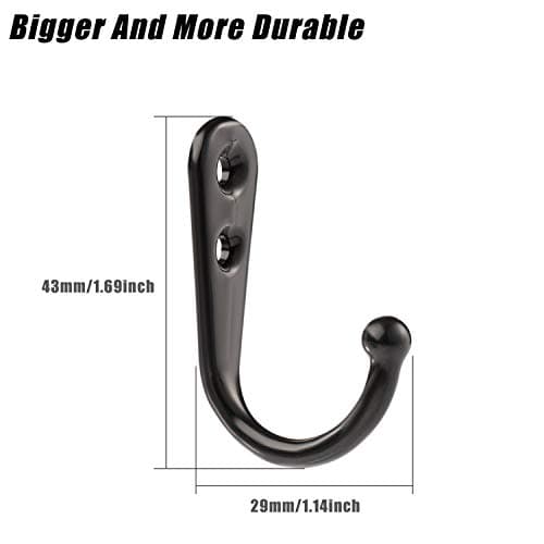 Yangbaga 60 Screw Large Metal Wall Hooks, Black Heavy Duty for Coats, Purse, Towel