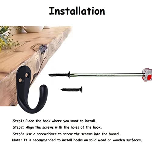 Black 6-Pack Antique Jacket Hooks for Entryway Heavy Duty Wall Mount