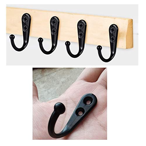 YMAISS 40-Pack Small Black Wall Mount Coat Hooks Vintage Style Double Hole Metal Hooks