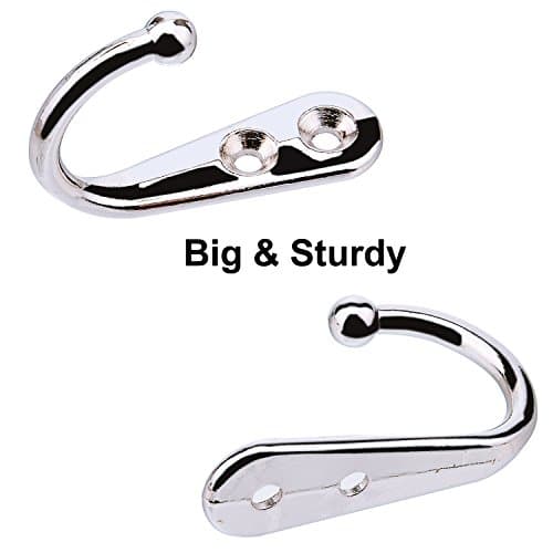 Silvery 24-Piece Wall Mounted Robe Hook with 50 Screws