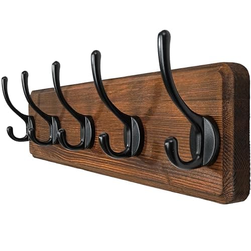 WEBI Rustic Brown 5-Hook Wall Mount Coat Rack