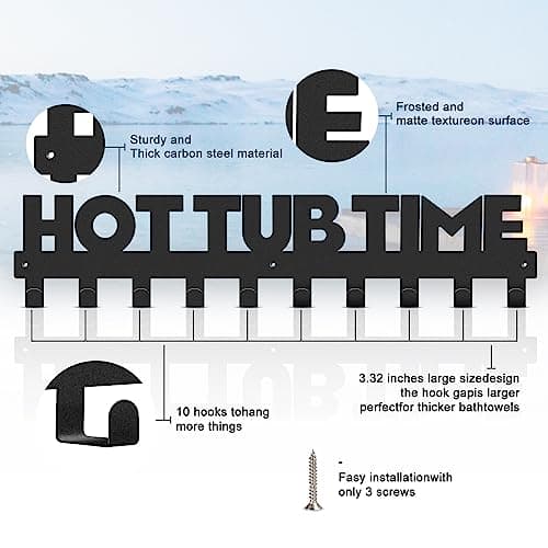 IBosins Hot Tub Towel Rack with 10 Hooks - Wall Mount Outdoor Accessory
