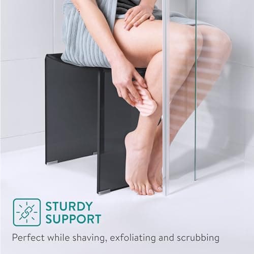 Navaris Black Acrylic Shower Bench - Waterproof 17.1" x 14.6" x 11" Seat