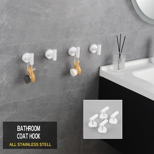 Modern SUS 304 Stainless Steel Bath Towel Hook AG1307B-LS — White