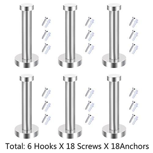 Stainless Steel Wall-Mount Robe Hooks, Brushed Nickel (4 Inch, Silver)