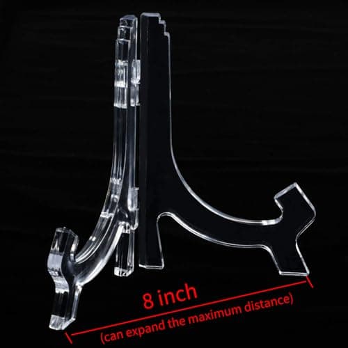 Hestya 6 Pack 7 Inch Acrylic Display Stand, Clear Plate & Photo Holder