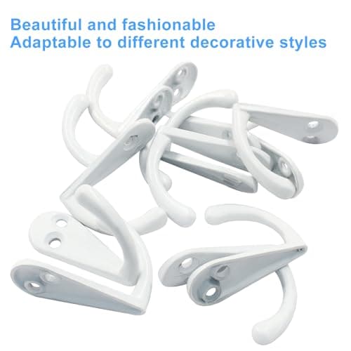 BokWin 12PCS White Coat Hooks for Hanging Hats, Towels, Keys & More