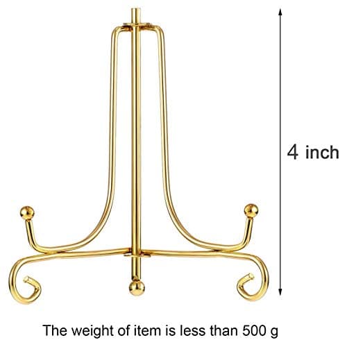 Tatuo 4-Pack Gold Mini Display Stands, 4-Inch Iron Easel for Home & Wedding Decor