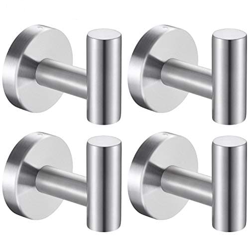 Matte Black Stainless Steel Robe Hooks Heavy Duty Bathroom Wall Mount Towel Hooks 8 Packs — Silver