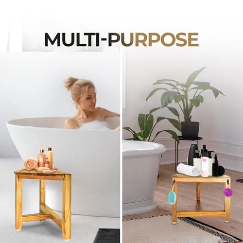 Bamboo Shower Stool for Leg Shaving in Small Bathrooms