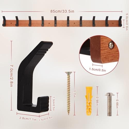 IBosins 33.5'' Wall-Mounted Coat Rack with 10 Double Hooks for Entryway
