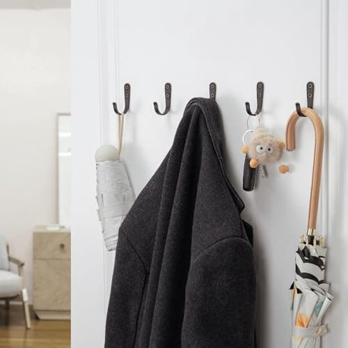 Black Metal Wall Hooks - 10 Pack for Bathroom, Kitchen, Closet & Garage