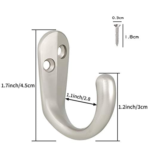 Wall Mounted Coat Hooks Set with Screws - 15 Pack (Silver)